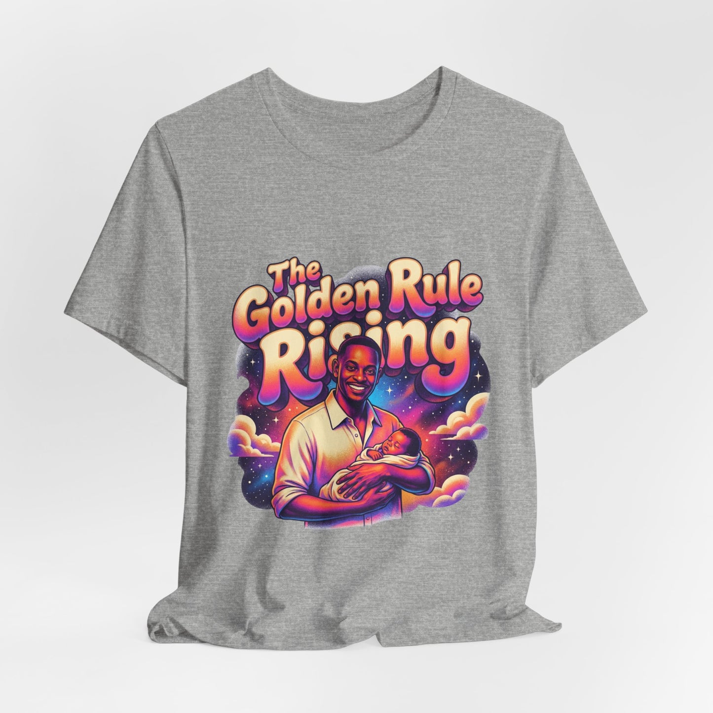 The Golden Rule Rising — Retro Cosmic Pop Illustration