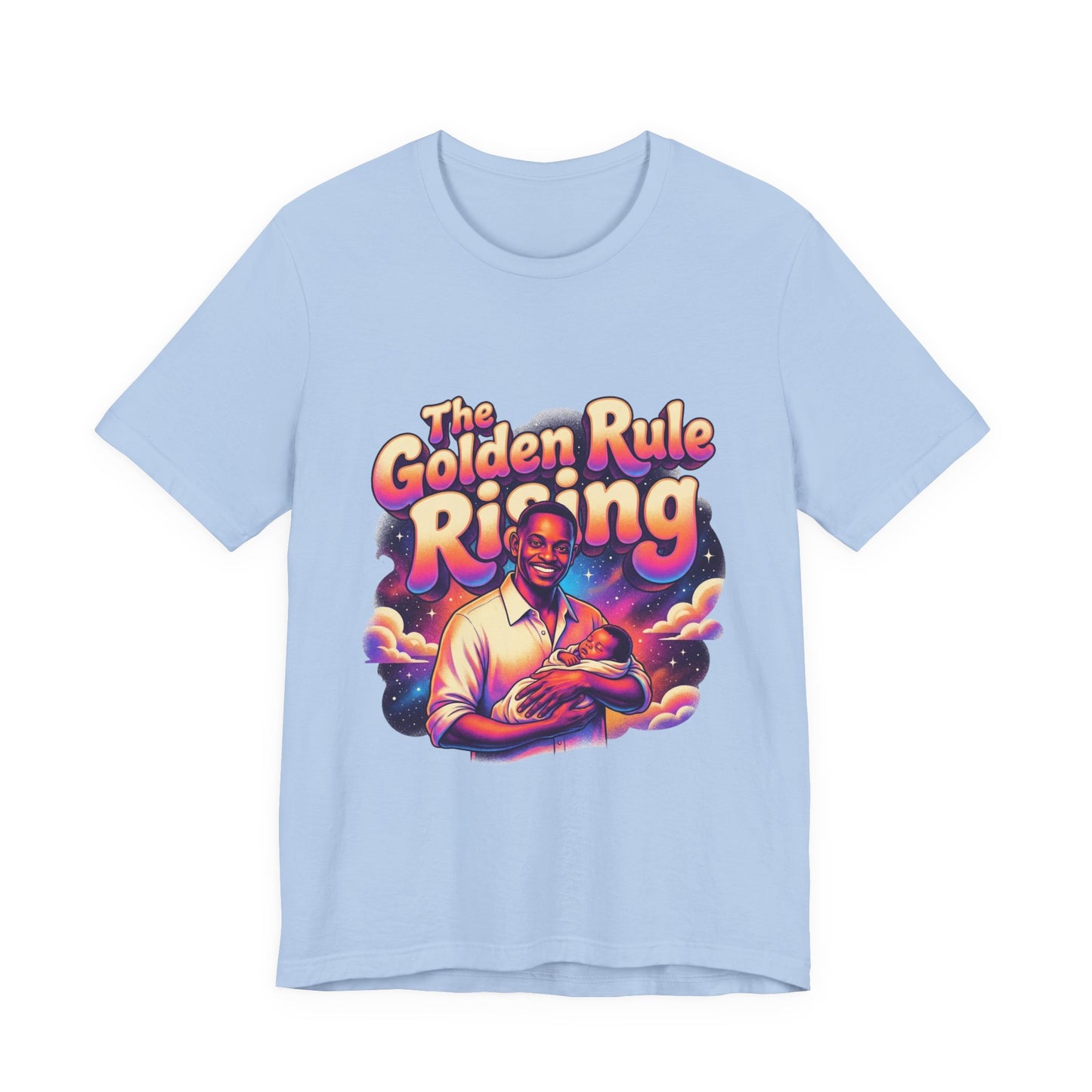 The Golden Rule Rising — Retro Cosmic Pop Illustration