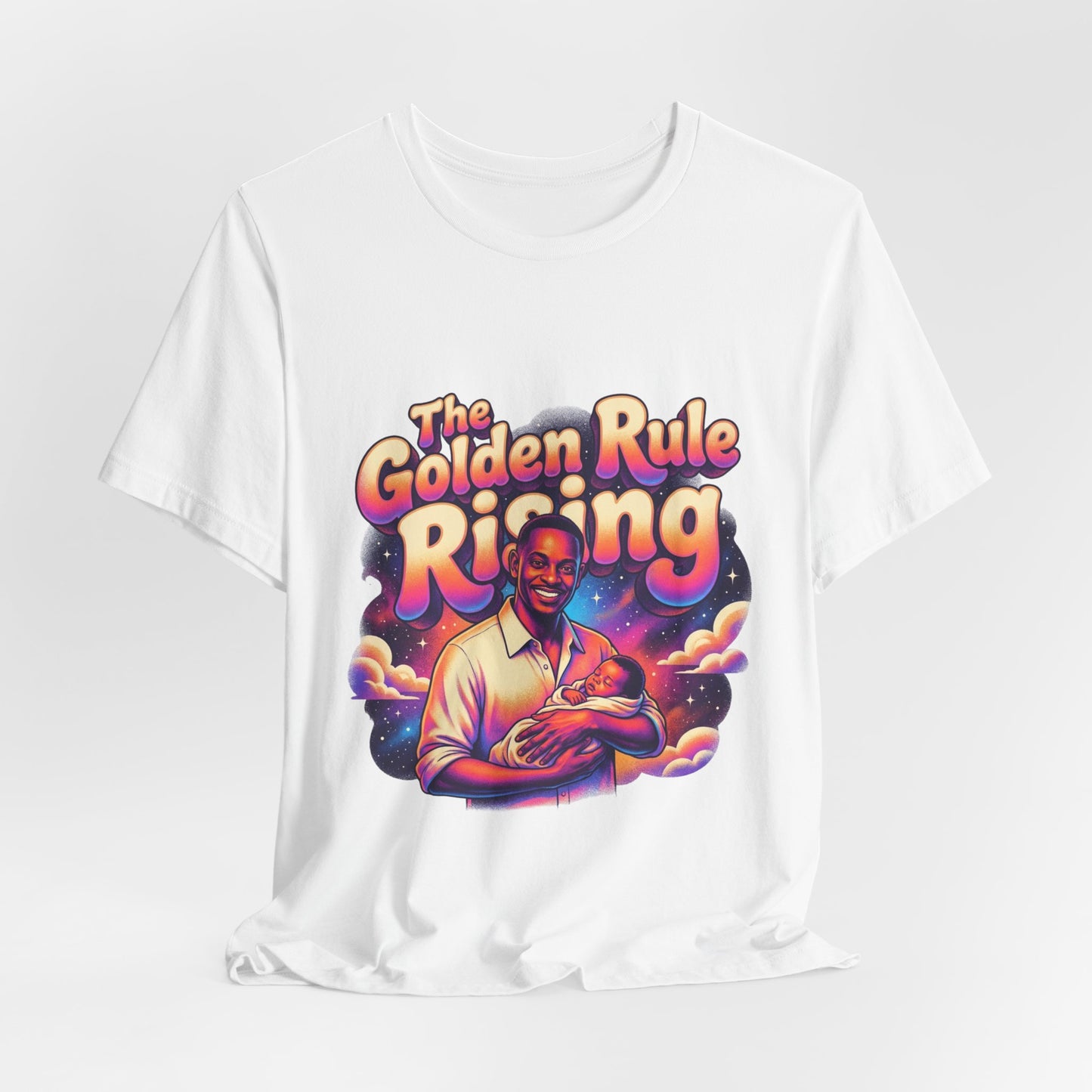 The Golden Rule Rising — Retro Cosmic Pop Illustration