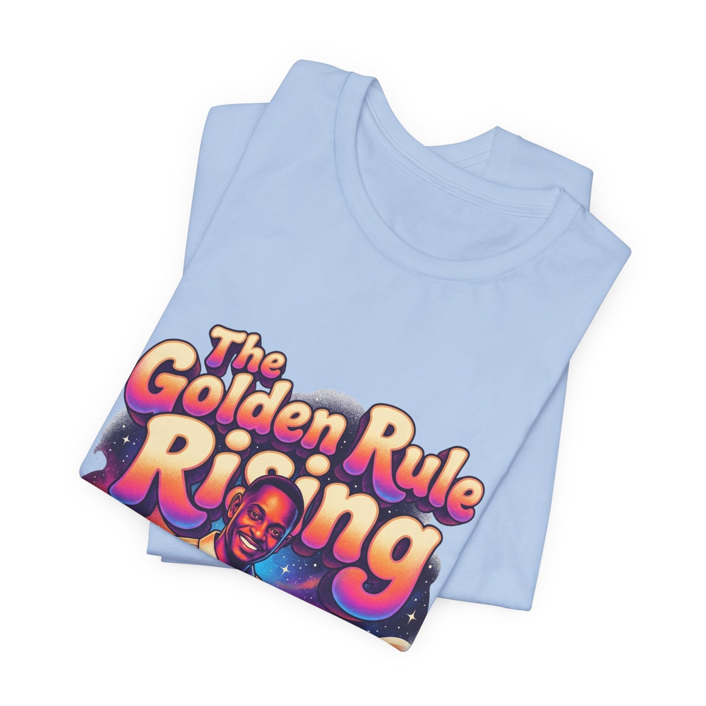 The Golden Rule Rising — Retro Cosmic Pop Illustration