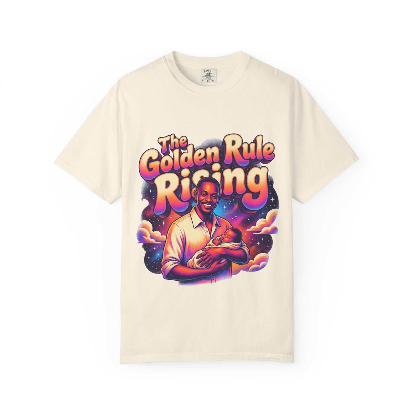 The Golden Rule Rising — Retro Cosmic Pop Illustration