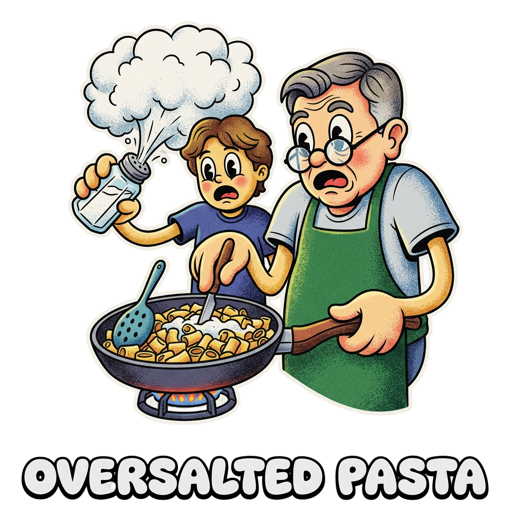 oversalted pasta