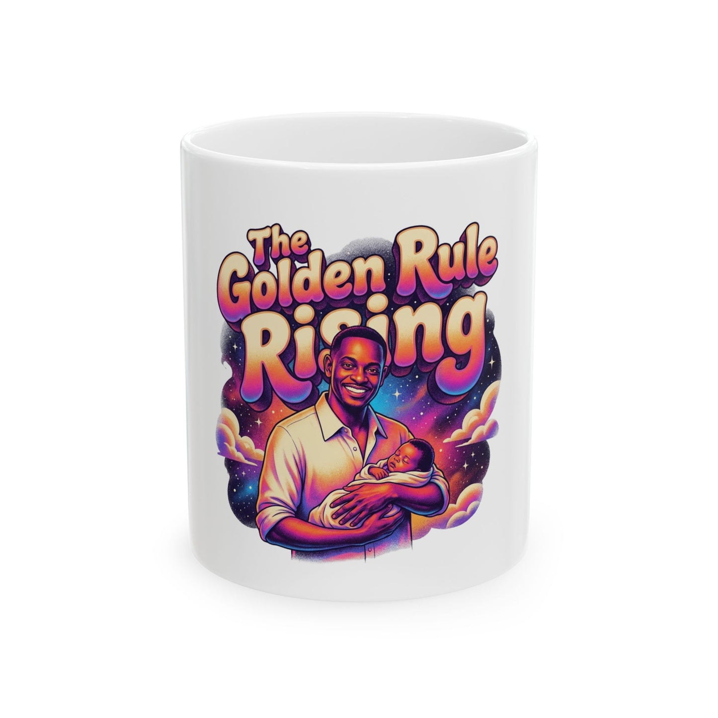 The Golden Rule Rising — Retro Cosmic Pop Illustration
