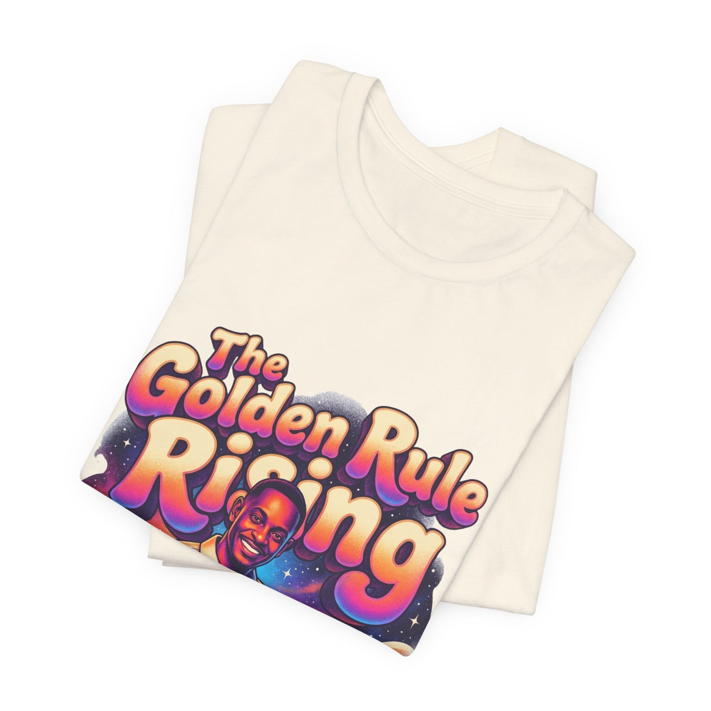 The Golden Rule Rising — Retro Cosmic Pop Illustration