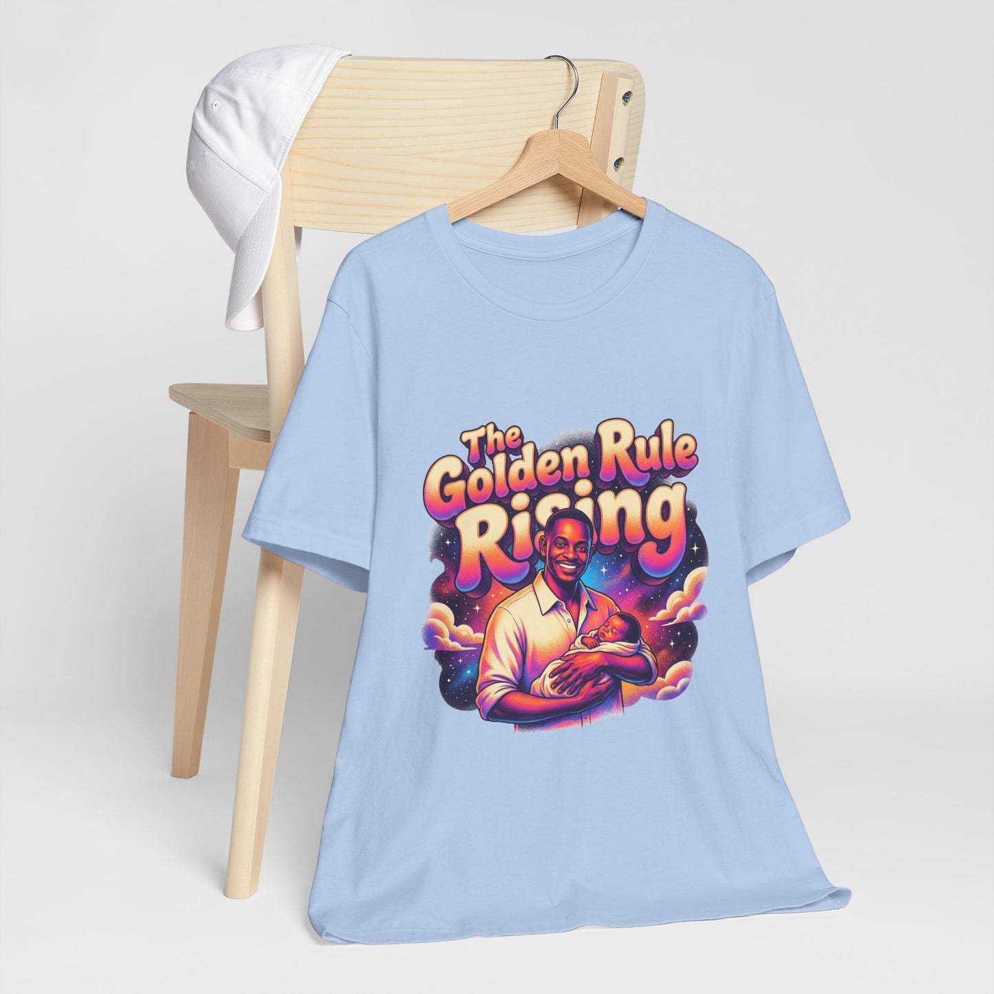 The Golden Rule Rising — Retro Cosmic Pop Illustration