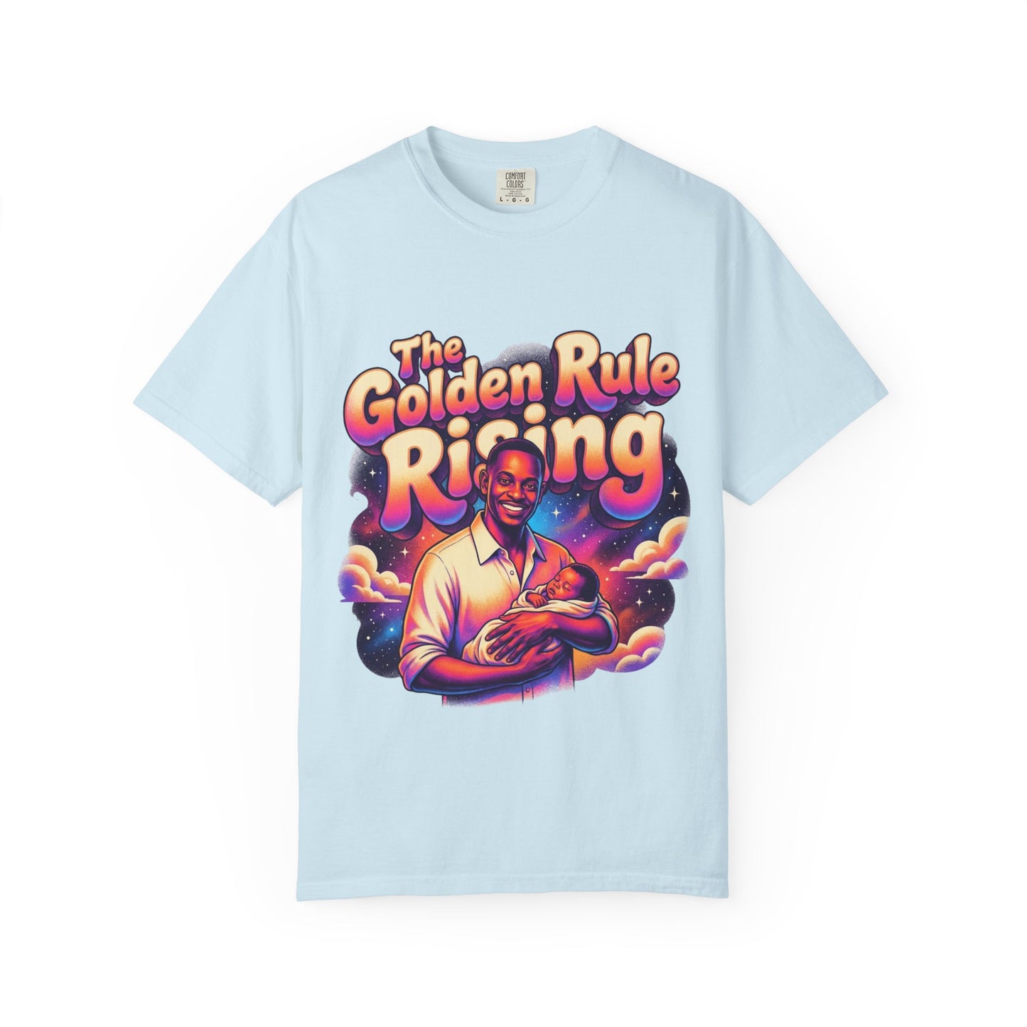 The Golden Rule Rising — Retro Cosmic Pop Illustration