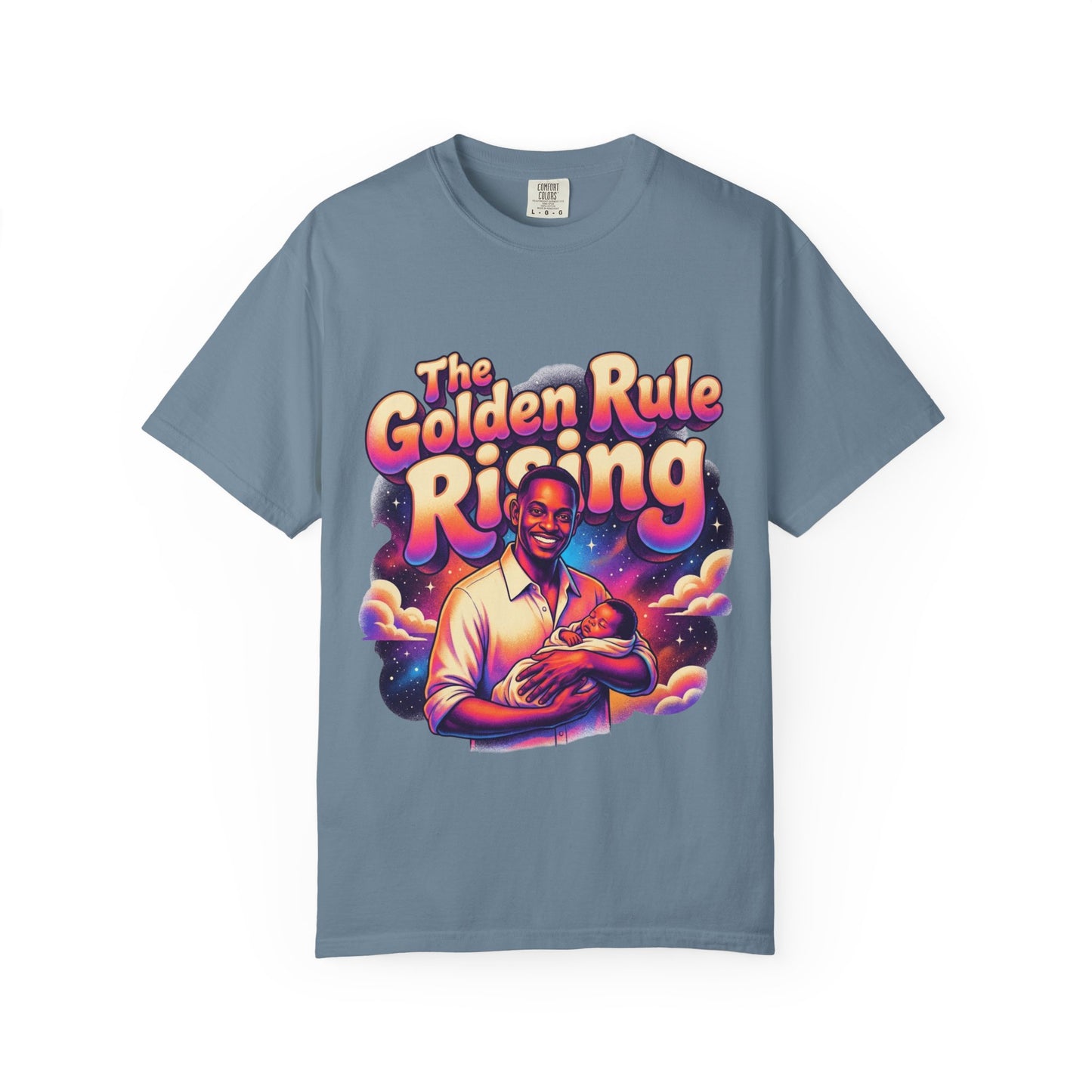 The Golden Rule Rising — Retro Cosmic Pop Illustration
