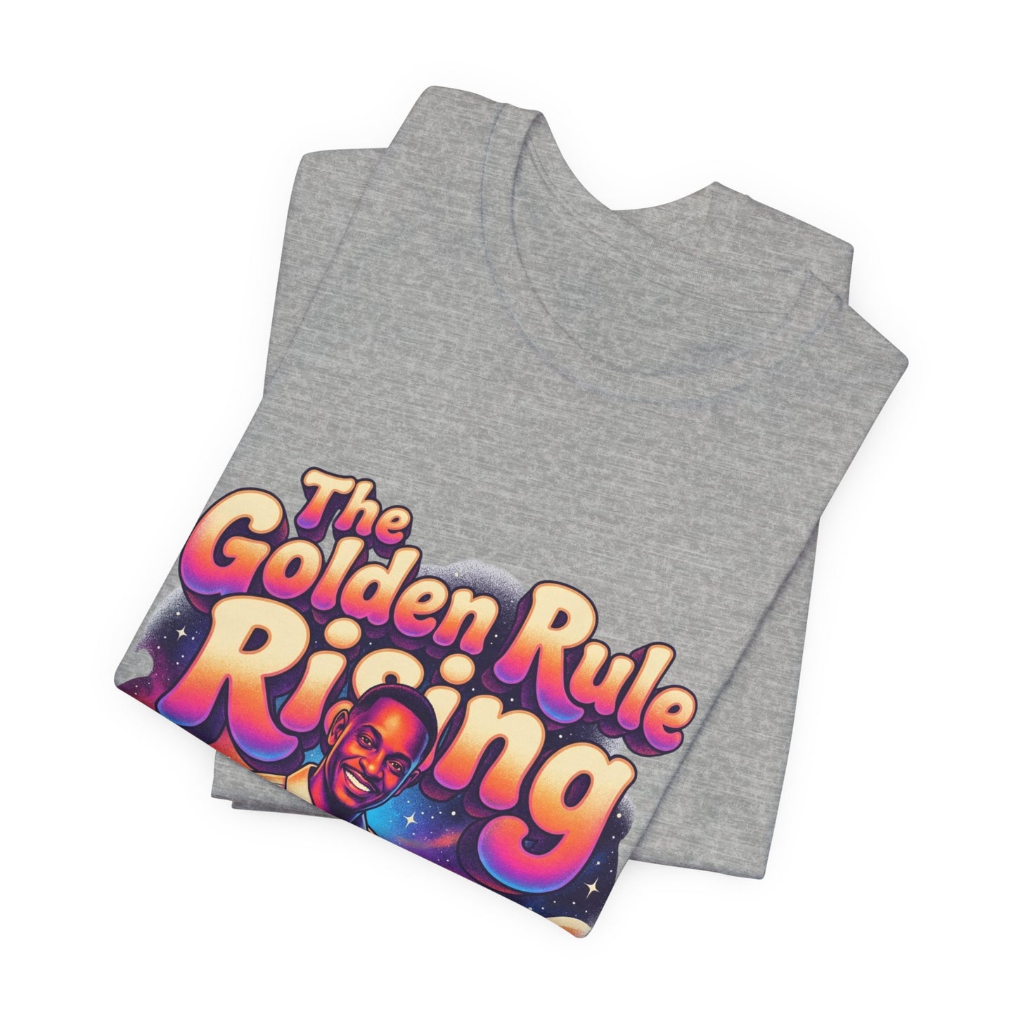 The Golden Rule Rising — Retro Cosmic Pop Illustration