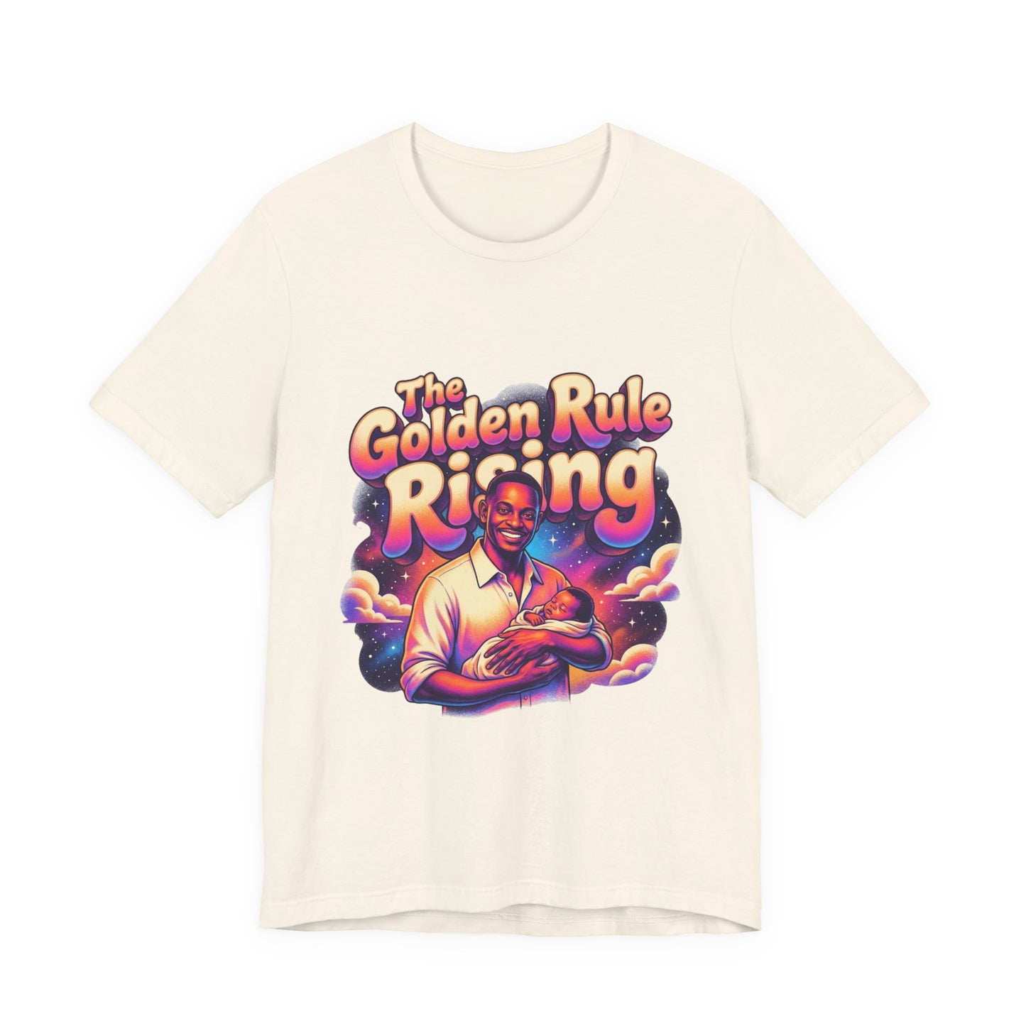 The Golden Rule Rising — Retro Cosmic Pop Illustration