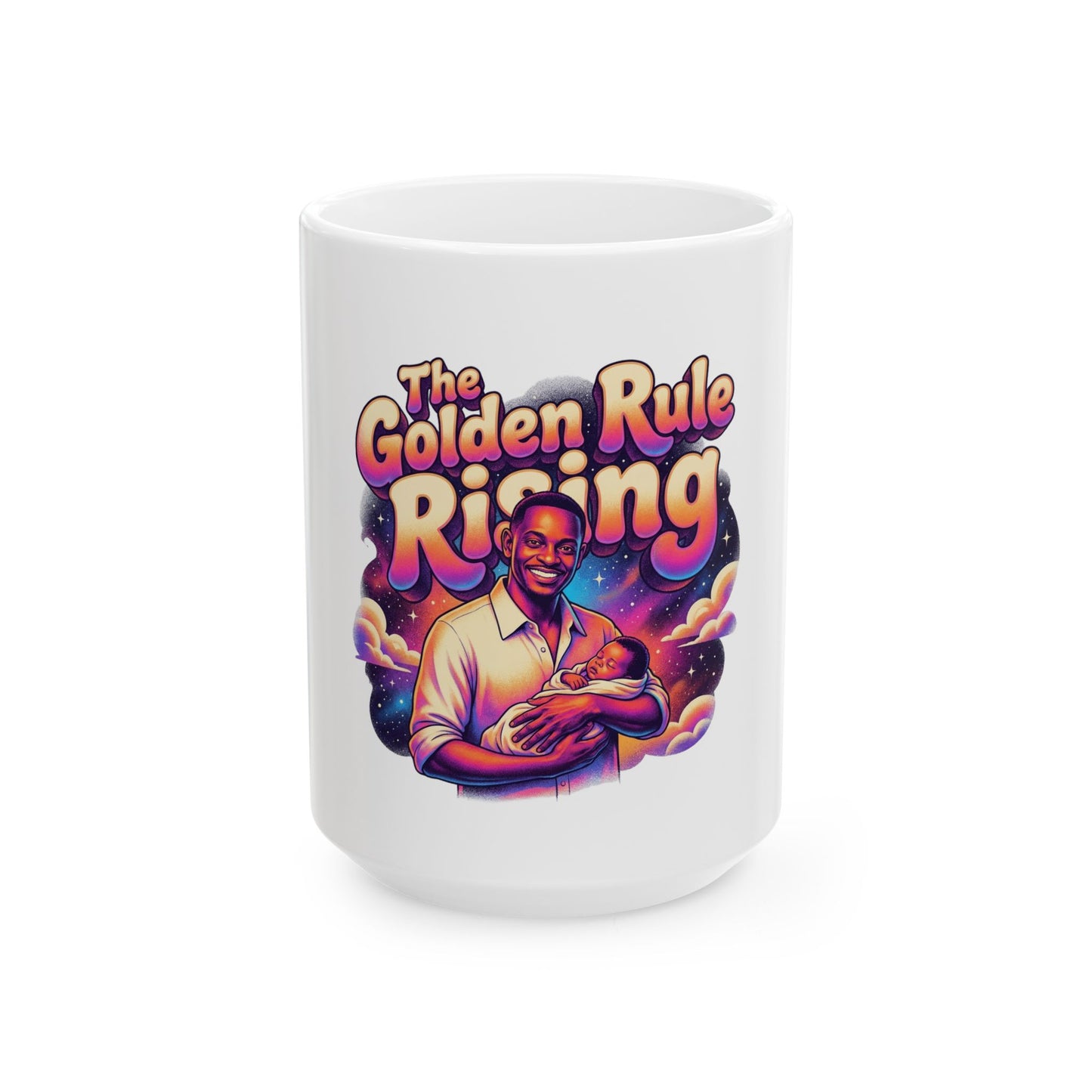 The Golden Rule Rising — Retro Cosmic Pop Illustration