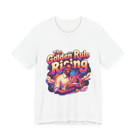 The Golden Rule Rising — Retro Cosmic Pop Illustration