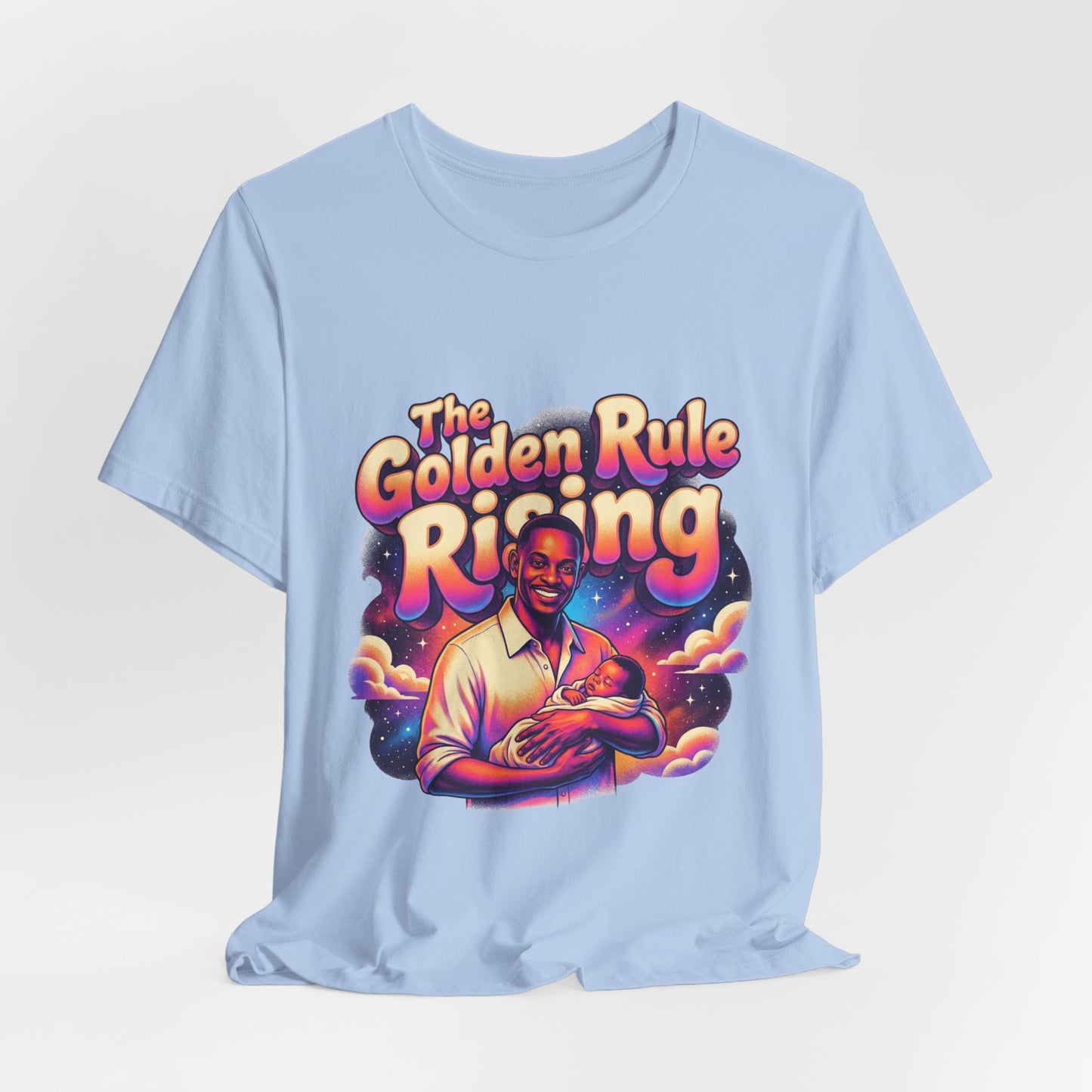 The Golden Rule Rising — Retro Cosmic Pop Illustration