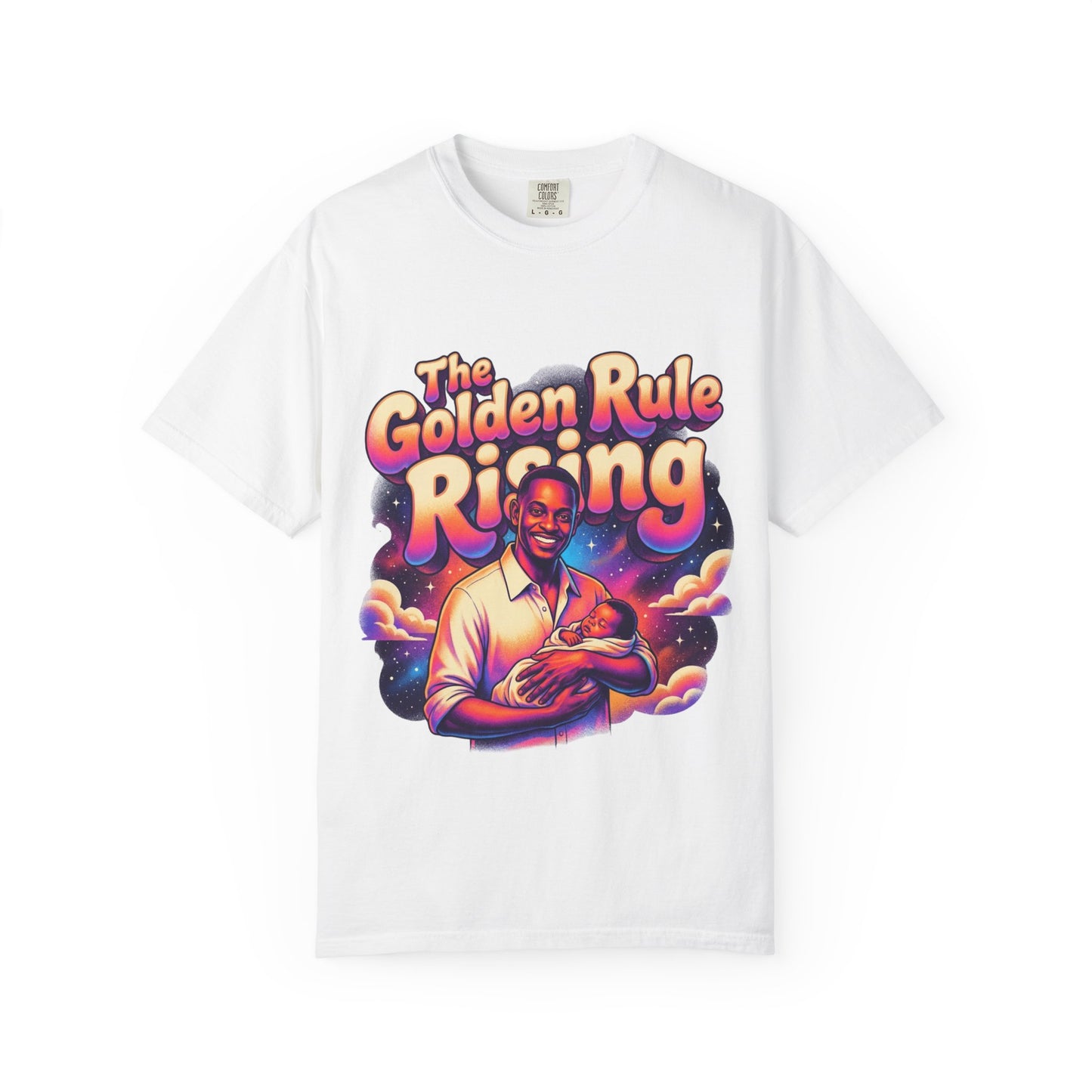 The Golden Rule Rising — Retro Cosmic Pop Illustration