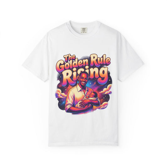 The Golden Rule Rising — Retro Cosmic Pop Illustration