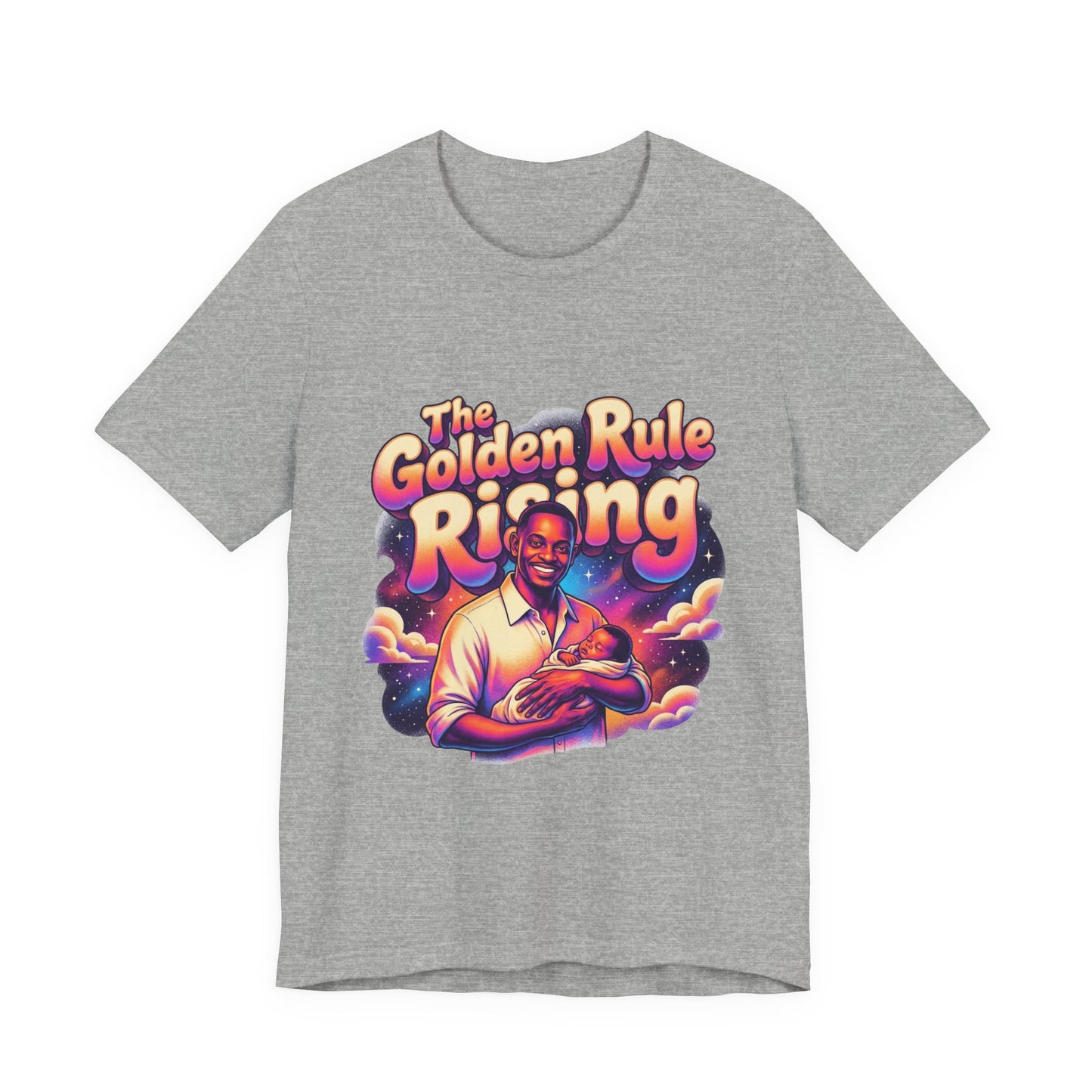 The Golden Rule Rising — Retro Cosmic Pop Illustration