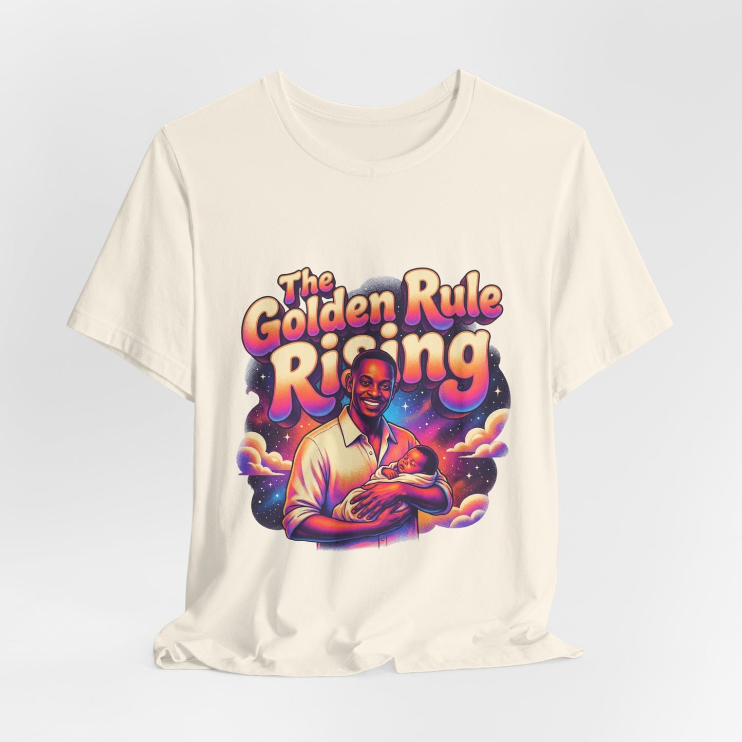 The Golden Rule Rising — Retro Cosmic Pop Illustration