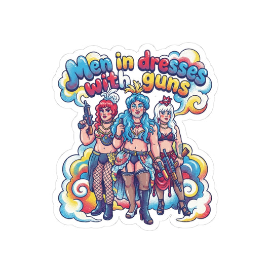 Men in dresses with guns